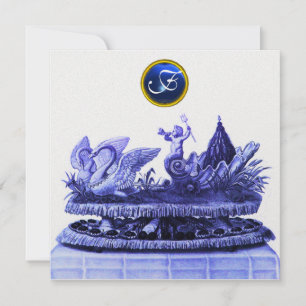 CHARIOT OF SWANS AND CUPCAKES BEACH WEDDING Ice Invitation