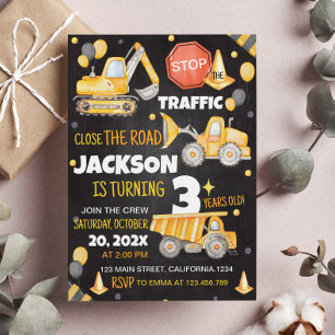 Chariots de construction Invitation d'anniversaire