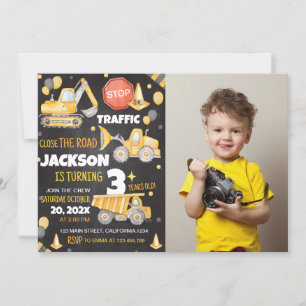 Chariots de construction Invitation d'anniversaire