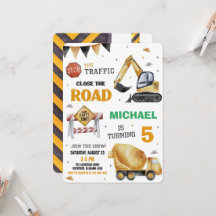 Chariots de construction Invitation de fête d'anni