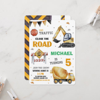 Chariots de construction Invitation de fête d'anni