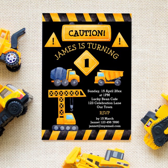 Chariots de construction invitation fête d'anniver (Créateur téléchargé)