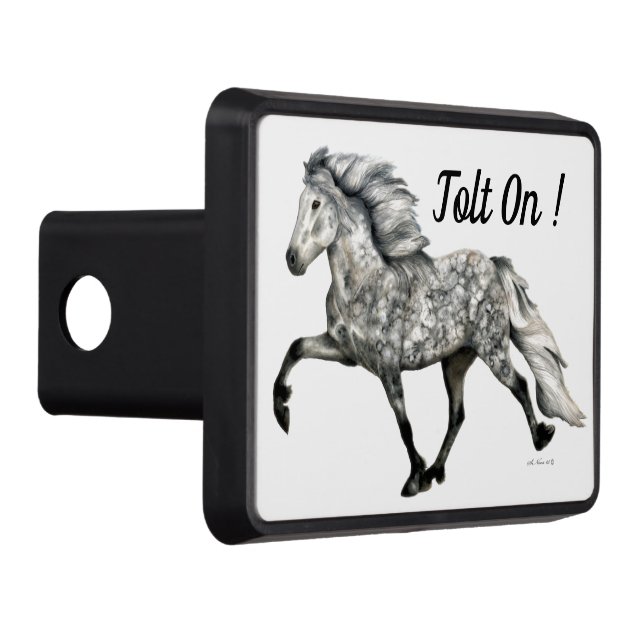 Charismatic Dapple Grey Icelandic Horse Trailer Hitch Cover (Right)
