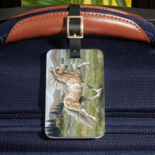 Charismatic Pinto Icelandic Mare watercolor Luggage Tag
