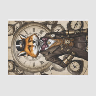 Charismatic Vintage Steampunk Fox Tissue Paper
