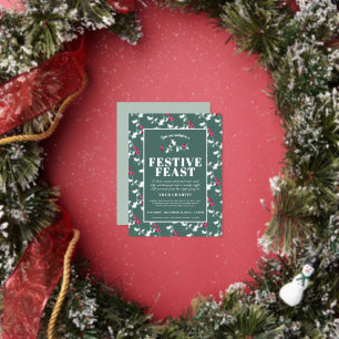 Charity Festive Feast Christmas event green silver Foil Holiday Postcard