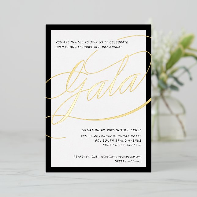 CHARITY GALA elegant formal calligraphy black gold (Standing Front)