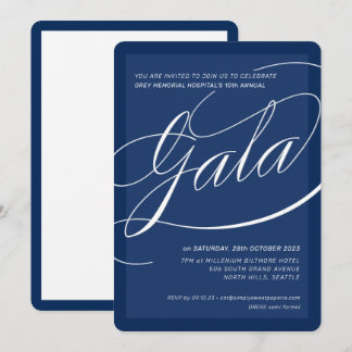 CHARITY GALA elegant formal calligraphy navy blue Invitation