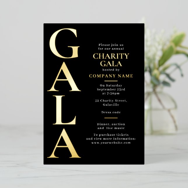 Charity Gala Template Fundraising Event Black Gold (Standing Front)