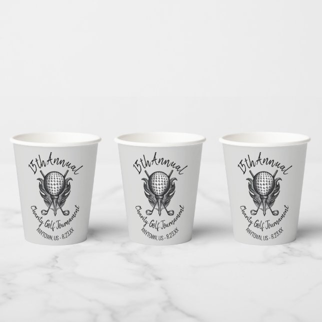 Charity Golf Tournament Ball Tee Clubs Course Paper Cups (Multi)