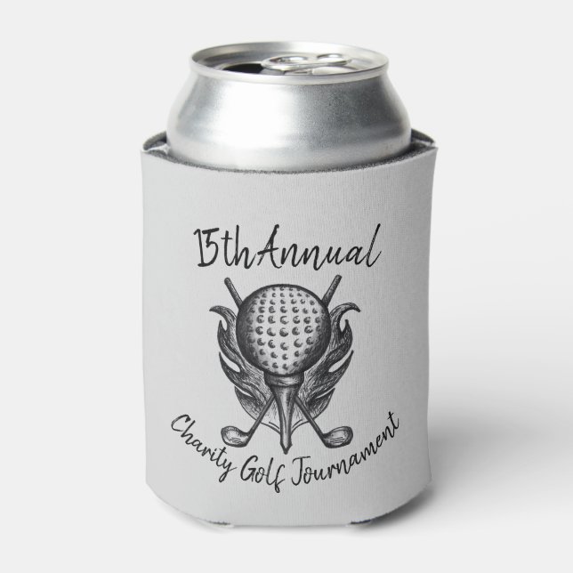 Charity Golf Tournament Sporting Event Ball Clubs Can Cooler (Can Front)