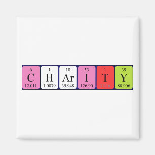 Charity periodic table name magnet