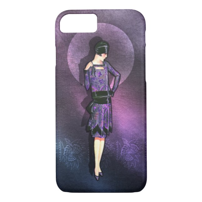 CHARLA, Art Deco Lady in Purple and Teal Blue Case-Mate iPhone Case (Back)