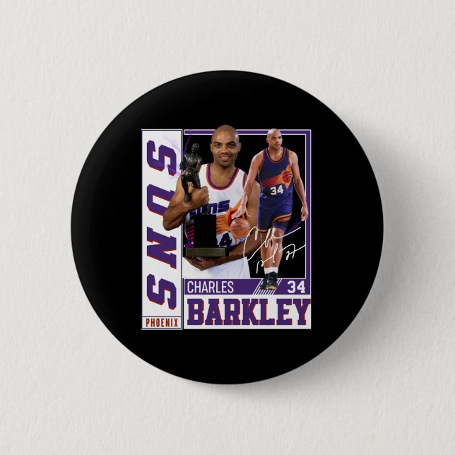 Charles Barkley The Chuck Basketball Legend Signat 2 Inch Round Button (Front)