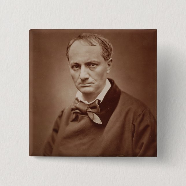 Charles Baudelaire (1821-67), French poet, portrai 2 Inch Square Button (Front)