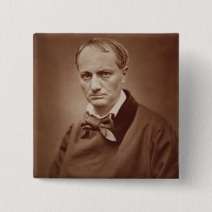 Charles Baudelaire (1821-67), French poet, portrai 2 Inch Square Button