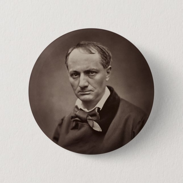 Charles Baudelaire by Étienne Carjat 2 Inch Round Button (Front)