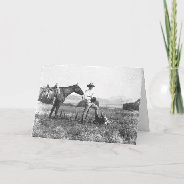 Charles Belden with horse and skull. Card (Front)