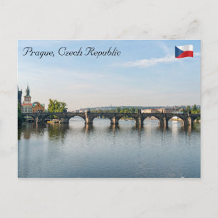 Charles bridge and Vltava river - Prague Postcard