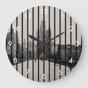 Charles bridge in Prague Large Clock