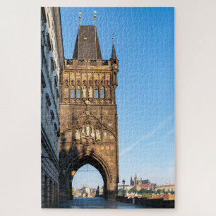 Charles bridge old tower & Prague castle Jigsaw Puzzle