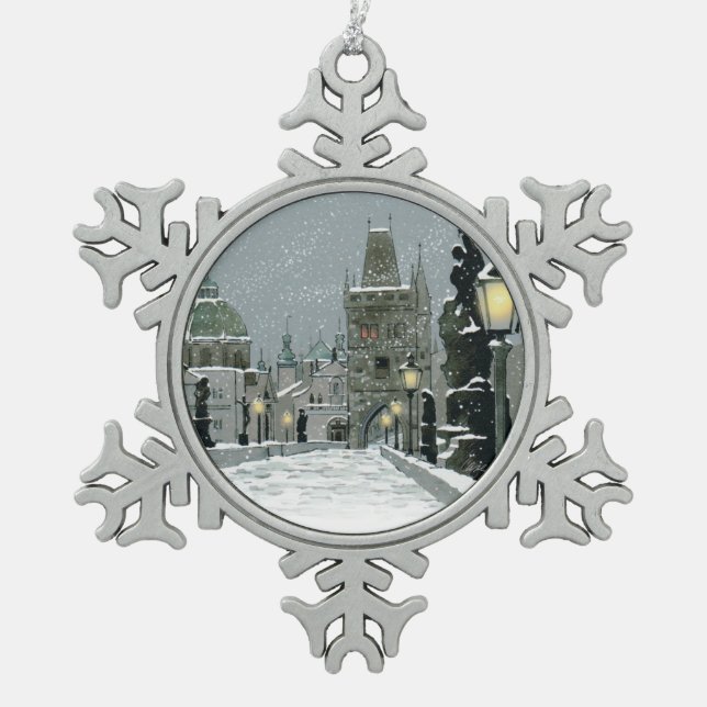 Charles Bridge Pewter Ornament (Front)