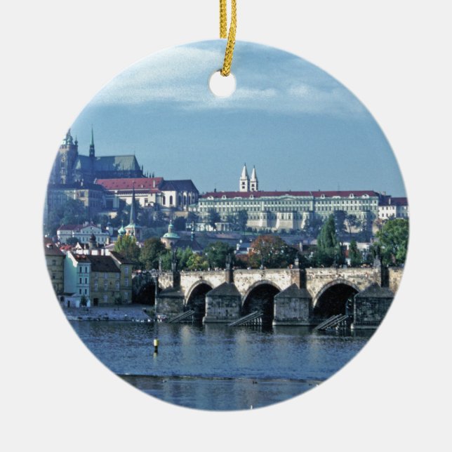 Charles Bridge Prague Ceramic Ornament (Front)