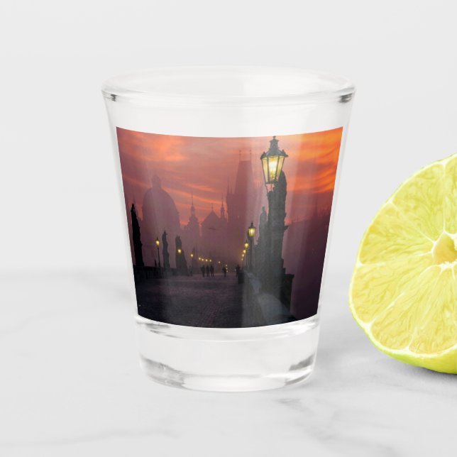 Charles Bridge Prague Shot Glass (Front)