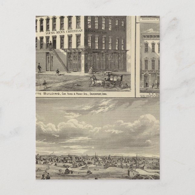 Charles City, and buildings Postcard (Front)