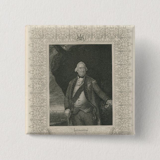Charles Cornwallis 2 Inch Square Button (Front)