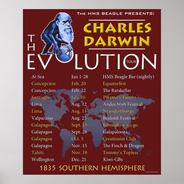 Charles Darwin 'Evolution Tour' Poster (Front)
