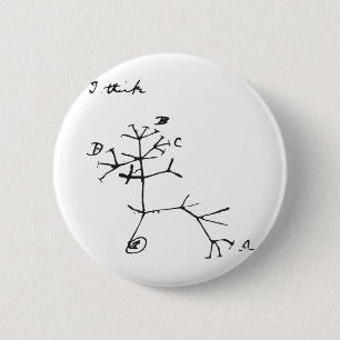 Charles Darwin - I Think (Black) 2 Inch Round Button
