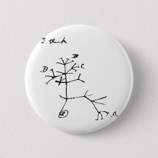 Charles Darwin - I Think (Black) 2 Inch Round Button