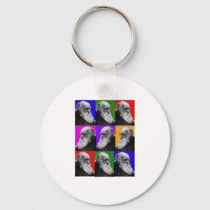 Charles Darwin Pop Art Gifts for All Ages Keychain