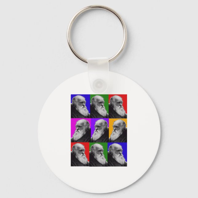 Charles Darwin Pop Art Gifts for All Ages Keychain (Front)