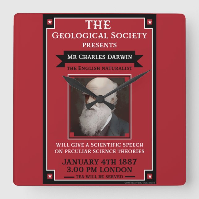 Charles Darwin Vintage Repro Retro   Square Wall Clock (Front)