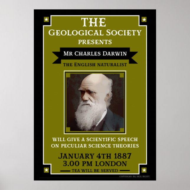 Charles Darwin Vintage Repro Retro Wall Art (Front)
