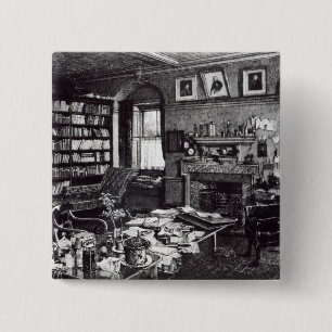 Charles Darwin's study at Down House, 1882 2 Inch Square Button