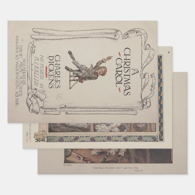Charles Dickens' A Christmas Carol 1914 Wrapping Paper Sheet (Set)