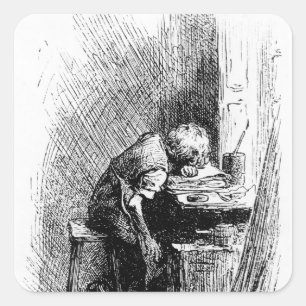 Charles Dickens at the Blacking Factory an Square Sticker