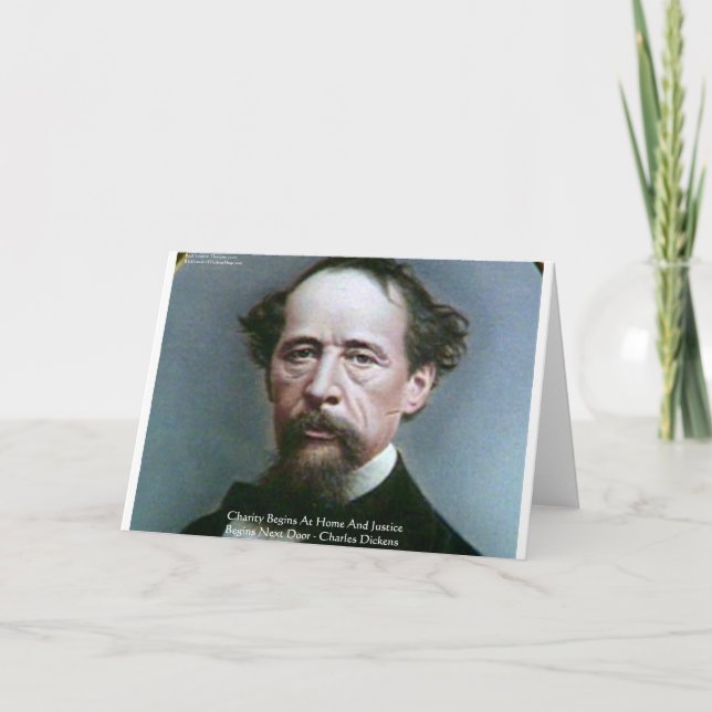 Charles Dickens "Charity @Home" Quote Gifts Holiday Card (Front)