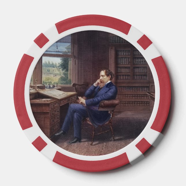 Charles Dickens in His Study Poker Chips (Back)