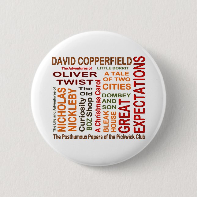 Charles Dickens Novels 2 Inch Round Button (Front)