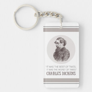 Charles Dickens Portrait and Quote Keychain