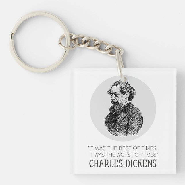 Charles Dickens Portrait and Quote Keychain (Front)