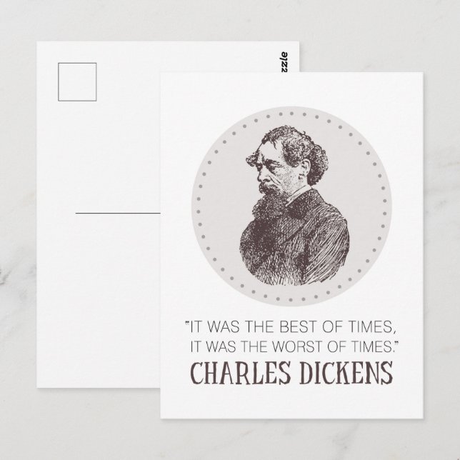 Charles Dickens Portrait and Quote Postcard (Front/Back)