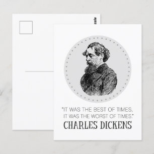 Charles Dickens Portrait and Quote Postcard