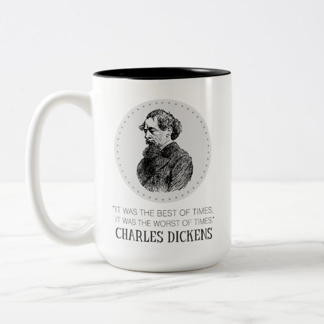 Charles Dickens Portrait and Quote Two-Tone Coffee Mug (Left)