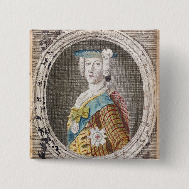 Charles Edward Stuart 2 Inch Square Button (Front)