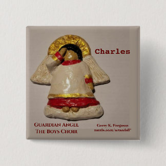 CHARLES GUARDIAN ANGEL BOYS CHOIR 2 INCH SQUARE BUTTON
